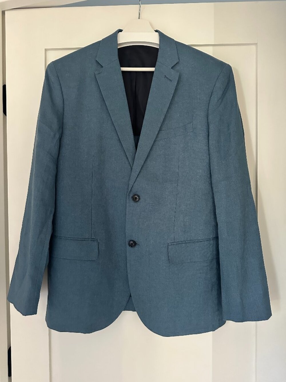 Deep Cobalt Blue 100% Linen Blazer – Slim Fit